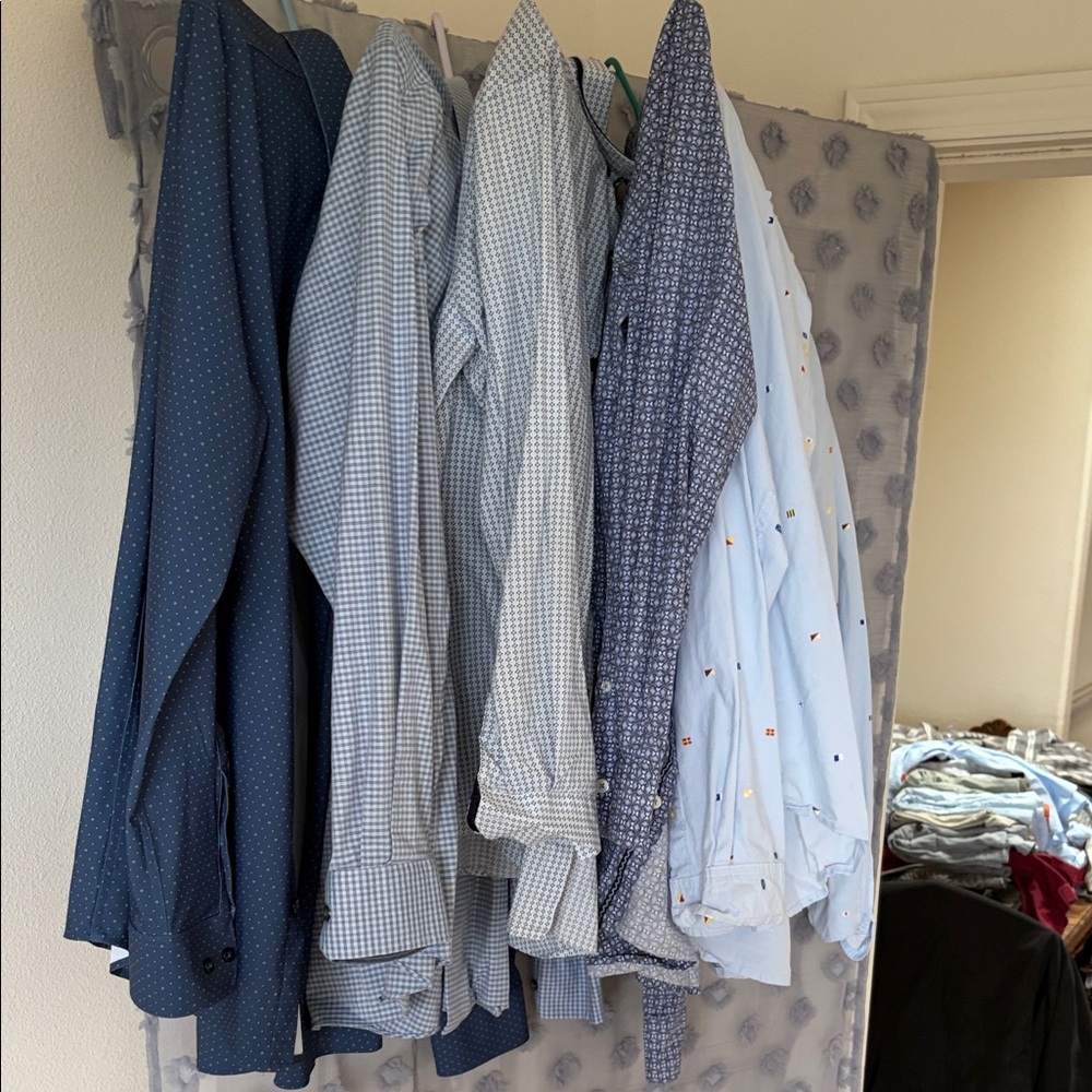 Classic Men's Dress Shirt Collection - Blue and White